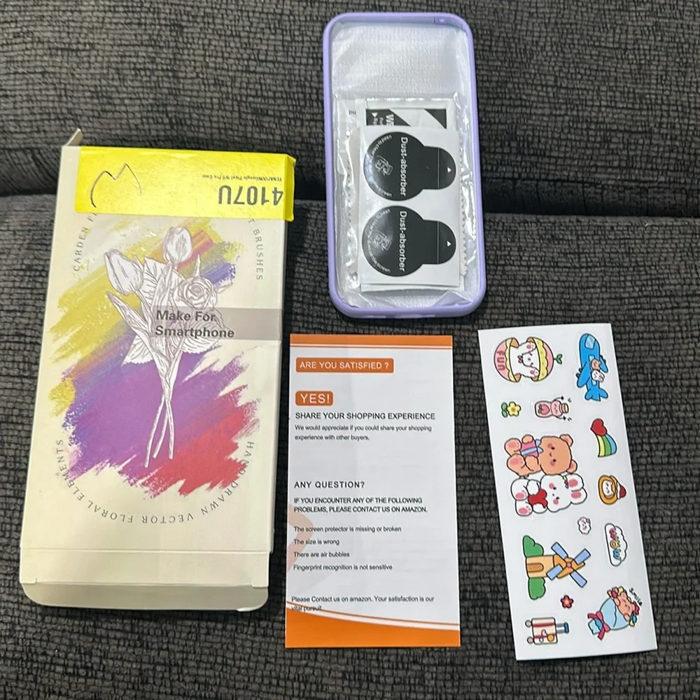 NWT lavender google pixel 9/9pro case with stickers and 2 glass protectors